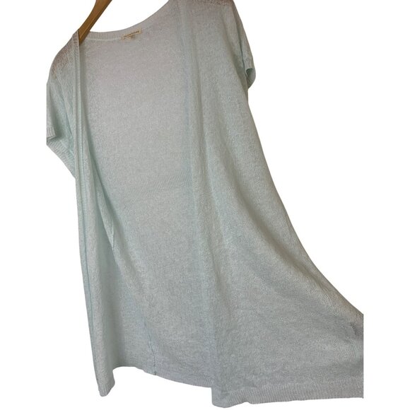 EILEEN FISHER Green Linen Sheer Cap Sleeve Cardigan Sweater Size L RA10139 EUC - Picture 8 of 10